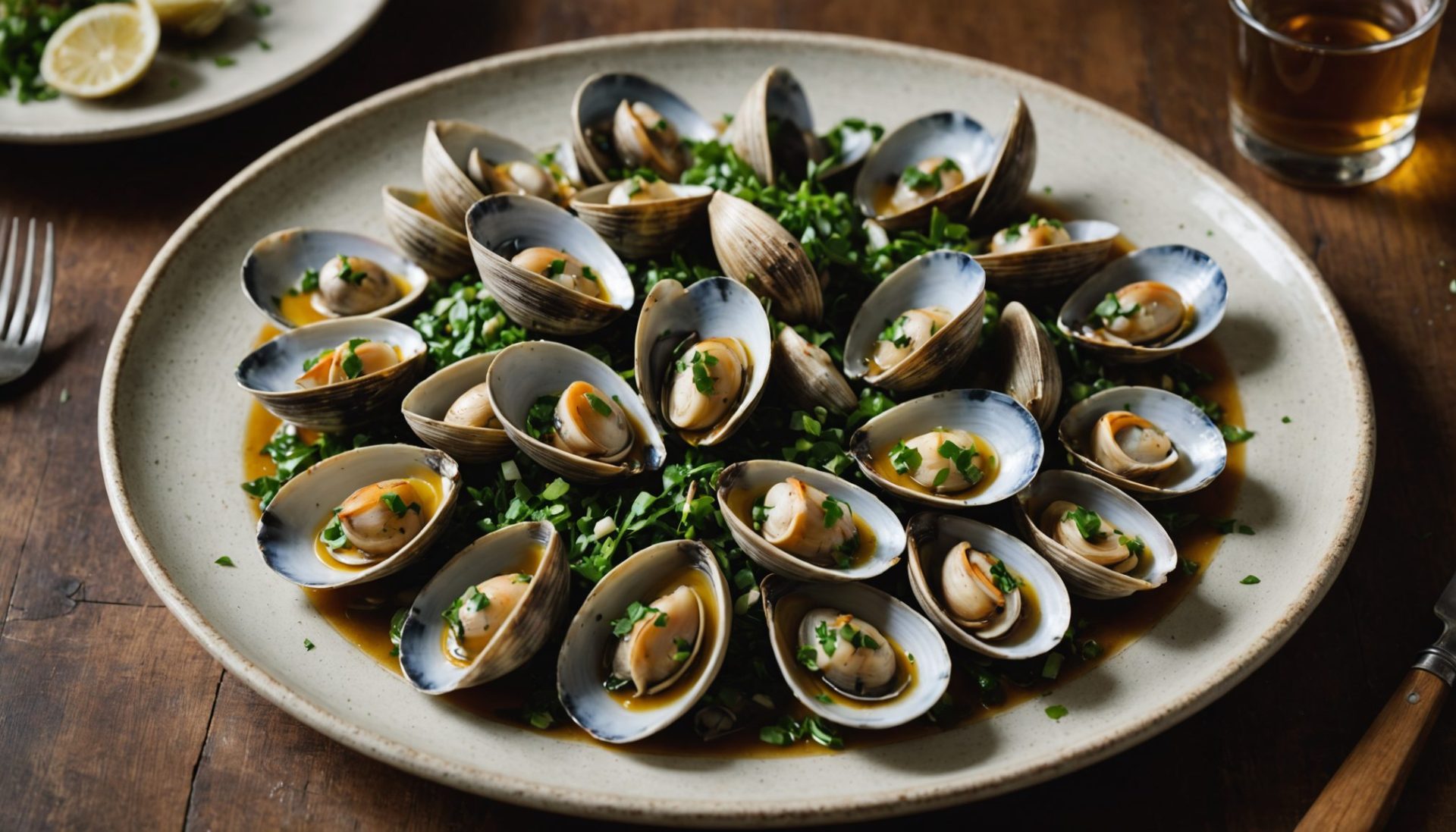 découvrez notre recette raffinée de coques sublimées au mezcal et à l’estragon, un délice marin qui éveillera vos papilles avec des saveurs uniques et délicates.