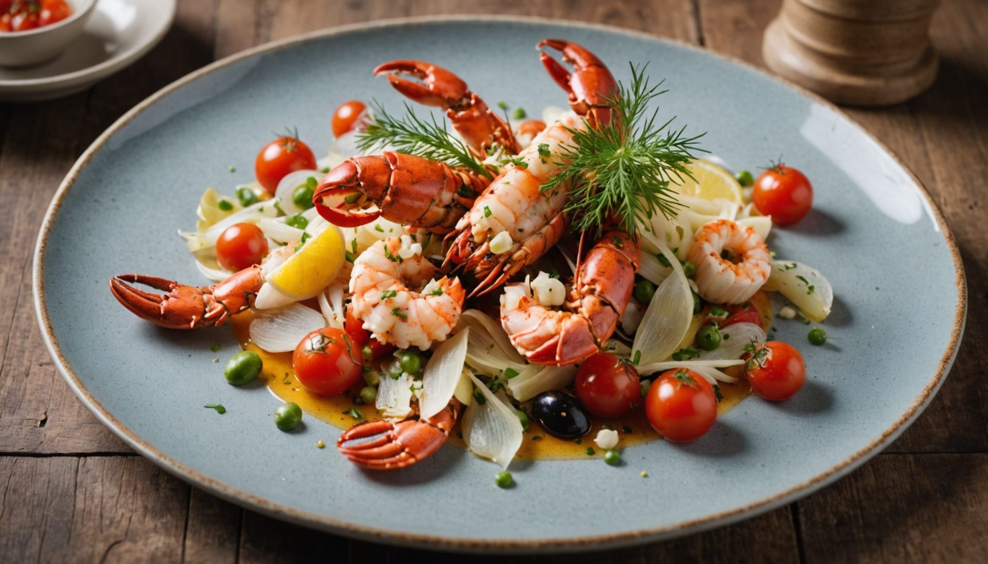 découvrez une recette élégante alliant la douceur marine du homard à la fraîcheur acidulée des tomates, relevée par une subtile touche florale de fenouil, pour un carpaccio délicat et raffiné.