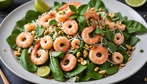 découvrez la recette de yam som o’, une salade thaïe rafraîchissante alliant crevettes juteuses et pamplemousse acidulé, pour un voyage gourmand aux saveurs marines.