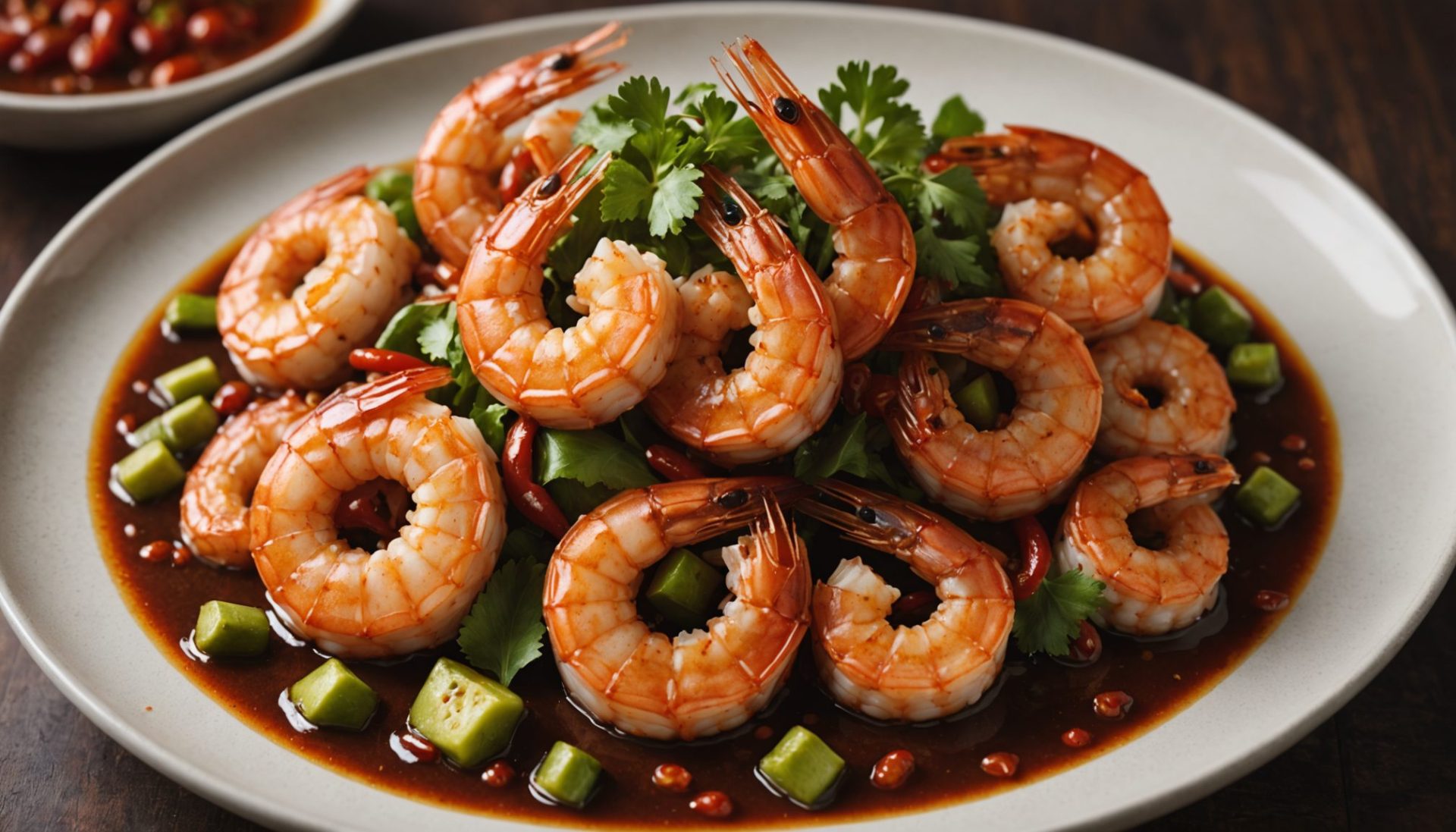 découvrez notre recette de crevettes sautées au tamarin, accompagnées d'un caramel épicé et relevé au piment pour un voyage gustatif aux saveurs marines intenses.