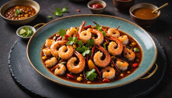 découvrez notre recette savoureuse de crevettes sautées au tamarin, relevées d'un caramel épicé et d'une touche de piment pour un voyage gustatif unique.