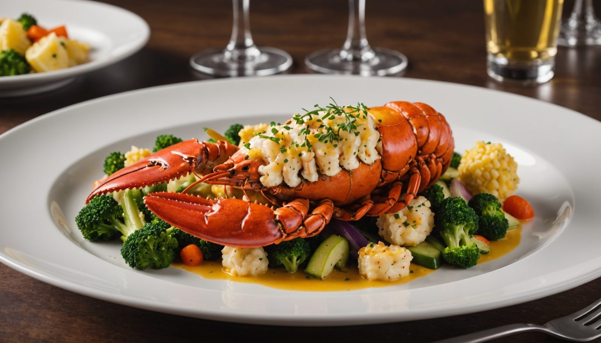 savourez l'élégance des délices marins avec notre homard nappé de vin jaune, une expérience gustative raffinée alliant la richesse de la mer à la finesse du vin.