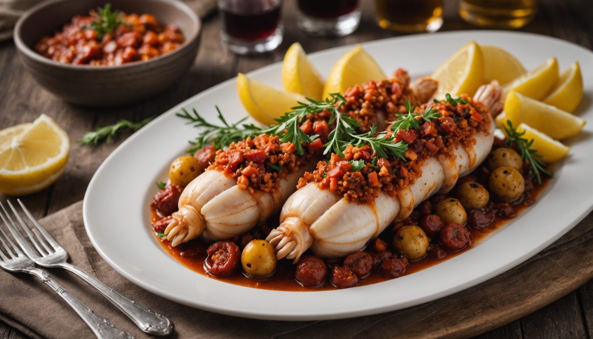 découvrez la recette savoureuse des encornets farcis au veau et chorizo, un mariage parfait entre saveurs marines et terrestres pour un voyage gourmand unique.