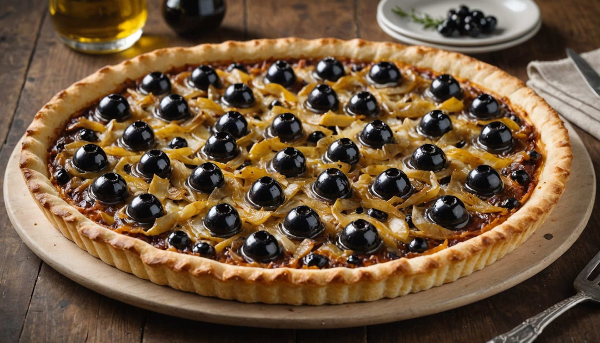 découvrez la pissaladière, une spécialité méditerranéenne authentique aux saveurs iodées, garnie d'oignons caramélisés, d'anchois et d'olives noires, pour un voyage gustatif inoubliable.