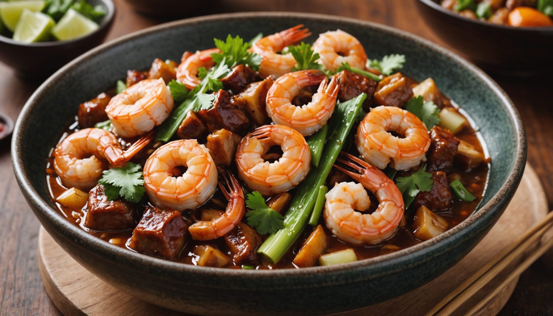 découvrez la recette authentique du tôm rim thịt, un délicieux porc caramélisé aux crevettes alliant saveurs sucrées et marines pour un voyage gustatif garanti.