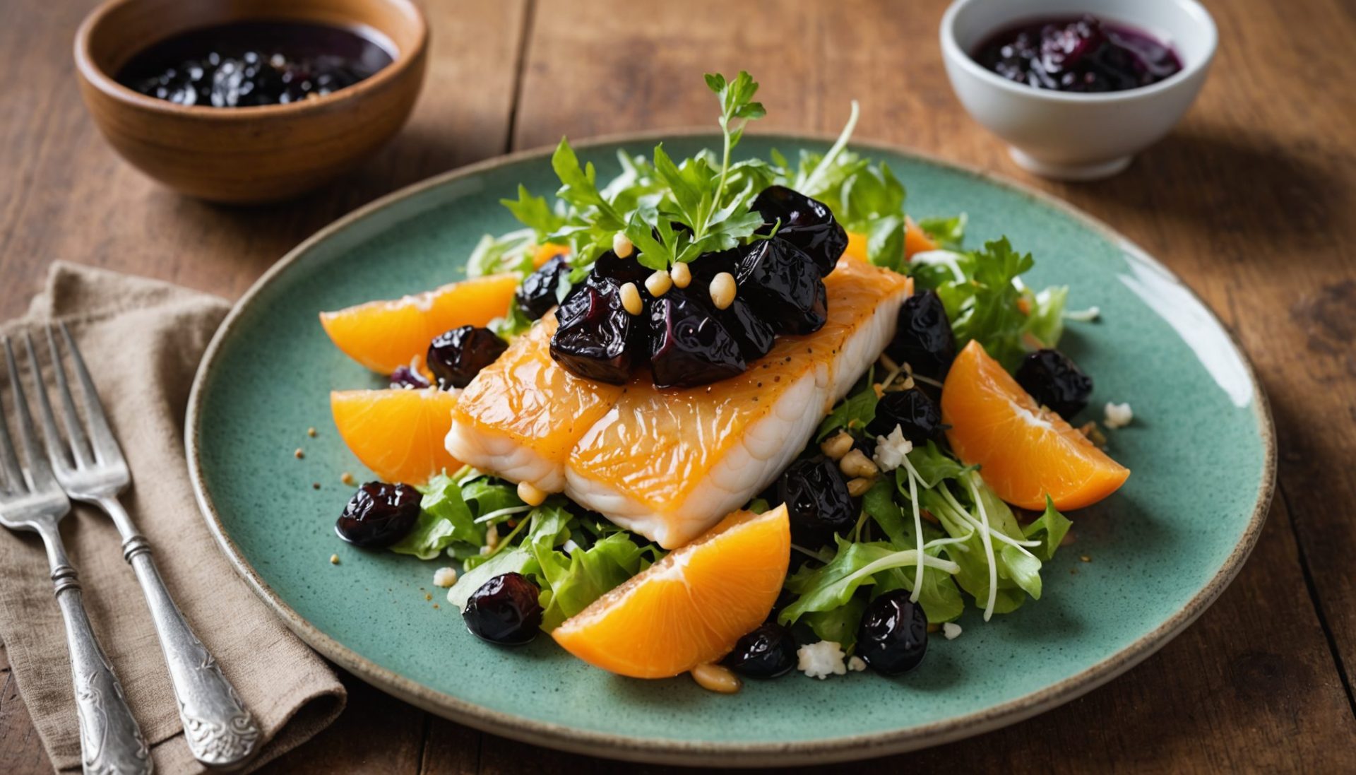 découvrez notre soukay de morue servi avec une salade fraîche de prune de cythère, alliant saveurs marines authentiques et fraîcheur estivale pour un repas savoureux et équilibré.