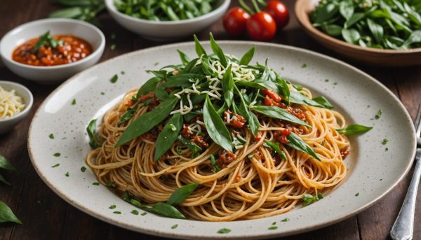découvrez une recette savoureuse de spaghetti aux saveurs marines, associant l'ail des ours, les anchois et un piment relevé pour un plat à la fois gourmand et original.
