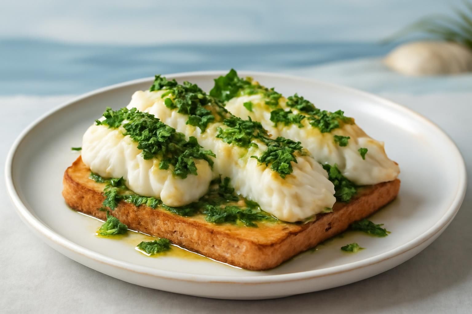 Délicates languettes de morue à la persillade sur canapé – Saveurs marines raffinées