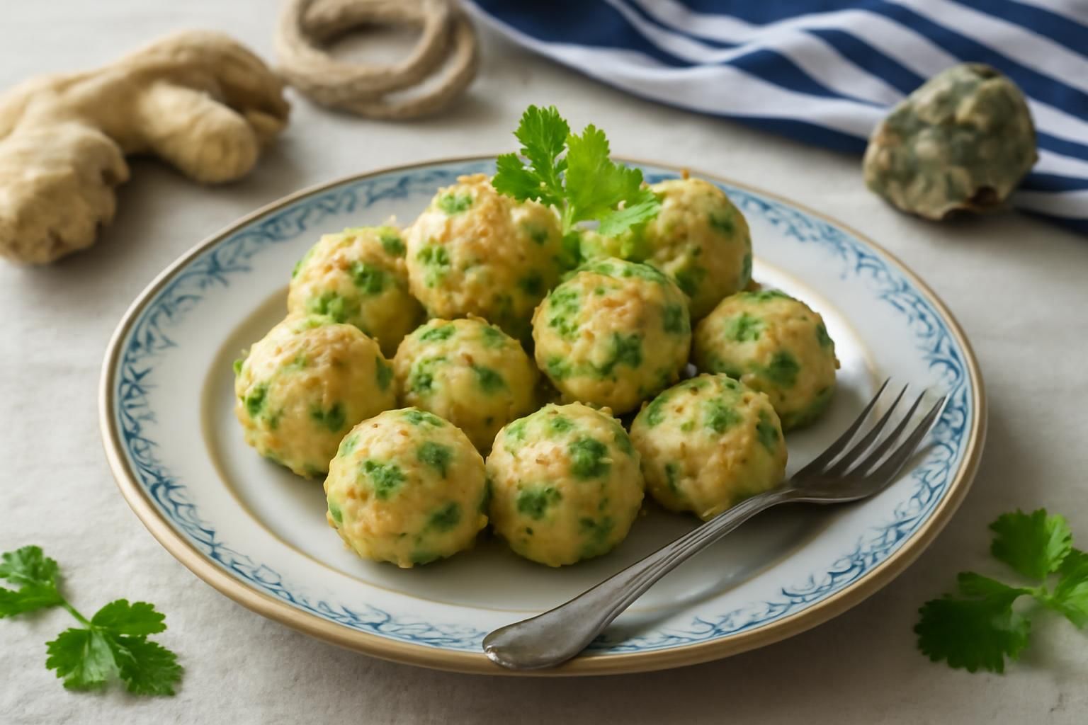 découvrez des boulettes de congre savoureuses aux notes fraîches de gingembre et de coriandre, pour un voyage culinaire marin plein de parfums et de délices.