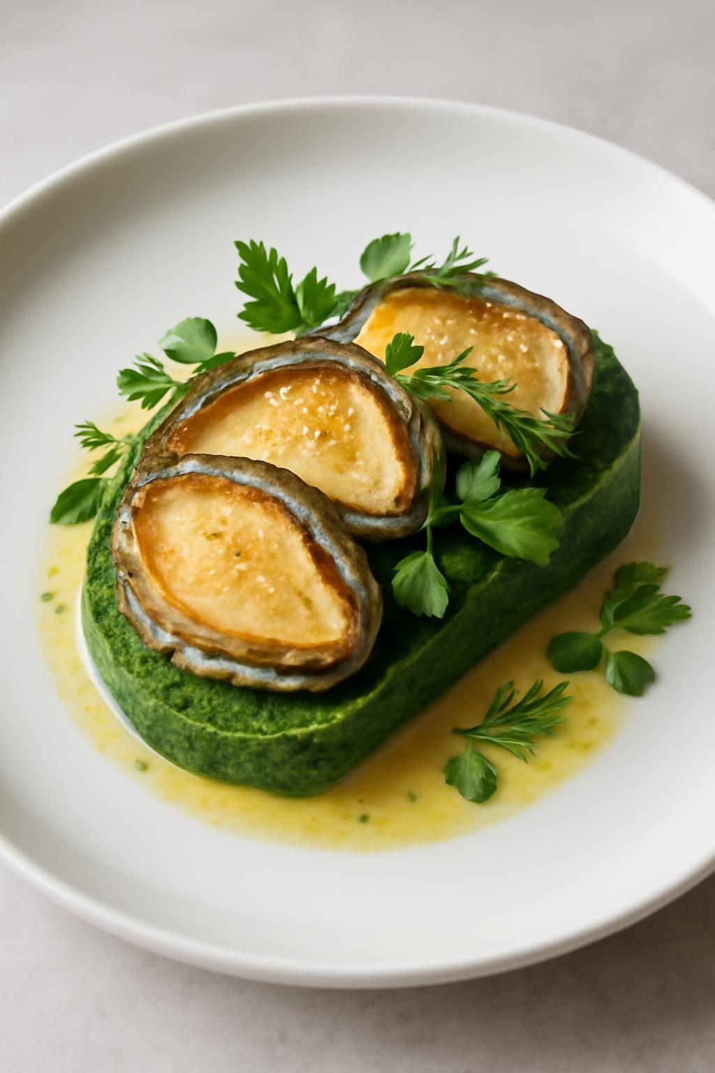découvrez nos délices marins avec des ormeaux savoureux accompagnés d'un pain riche en plancton, pour une expérience gustative unique et raffinée.