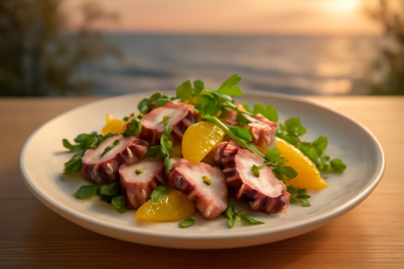 découvrez notre recette de salade de poulpe à l'orange, une alliance marine unique pleine de saveurs fraîches et d'une touche mystérieuse pour surprendre vos papilles.