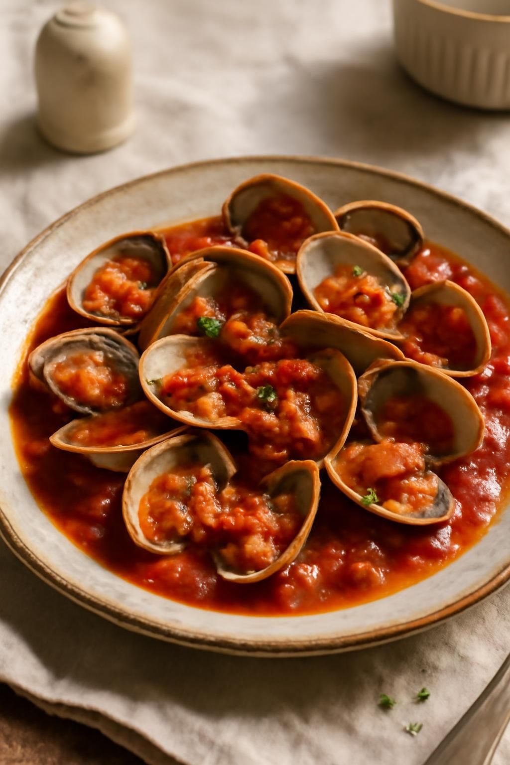 découvrez notre recette gourmande de palourdes au petit-salé accompagnées d'une sauce tomate savoureuse, pour un délice marin riche en saveurs.