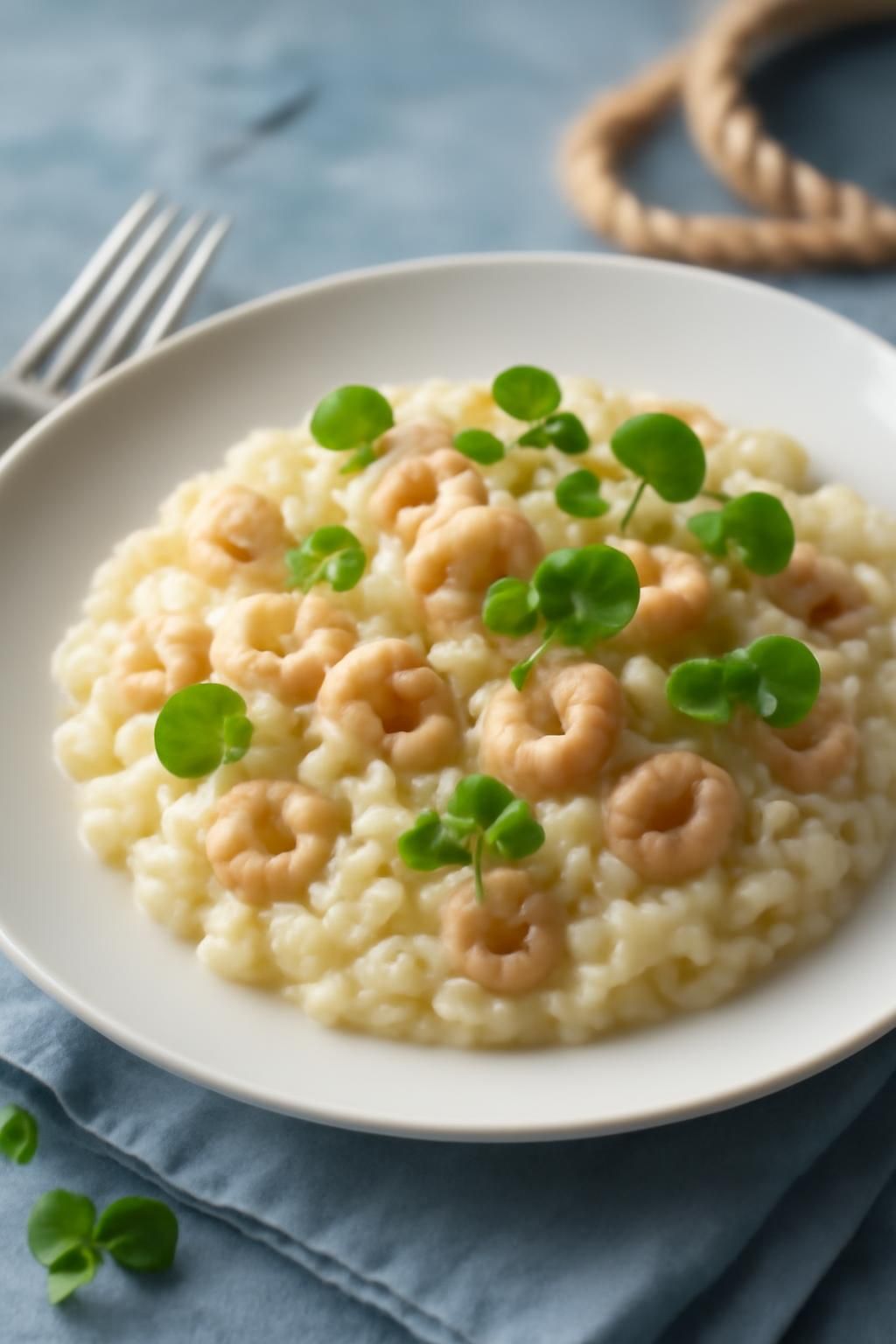 savourez un risotto onctueux aux crevettes grises et cresson frais, une recette maritime raffinée pleine de saveurs et de fraîcheur.