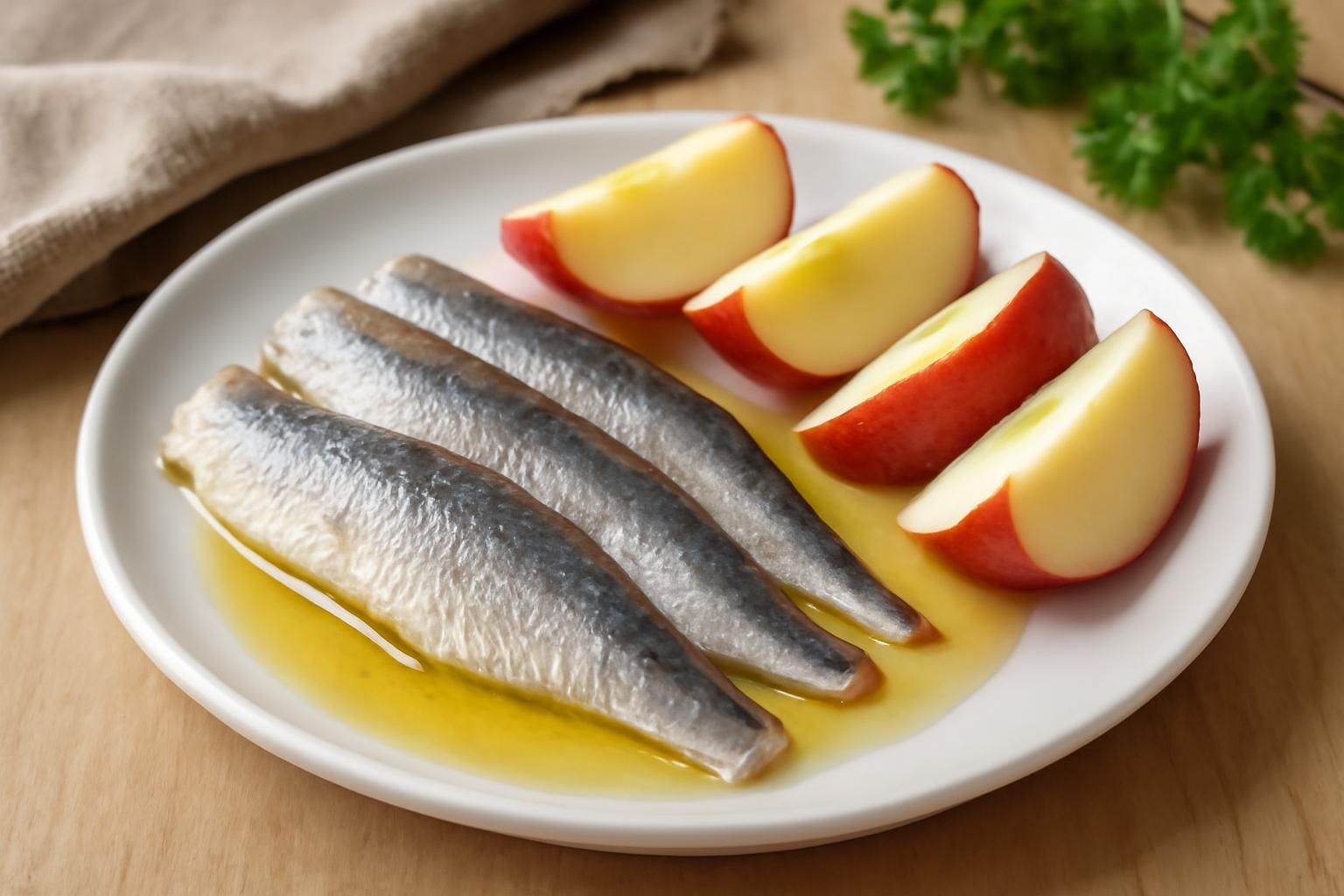 découvrez nos filets de hareng à l’huile accompagnés de pommes, une alliance parfaite entre saveurs marines et gourmandise pour un plaisir authentique.