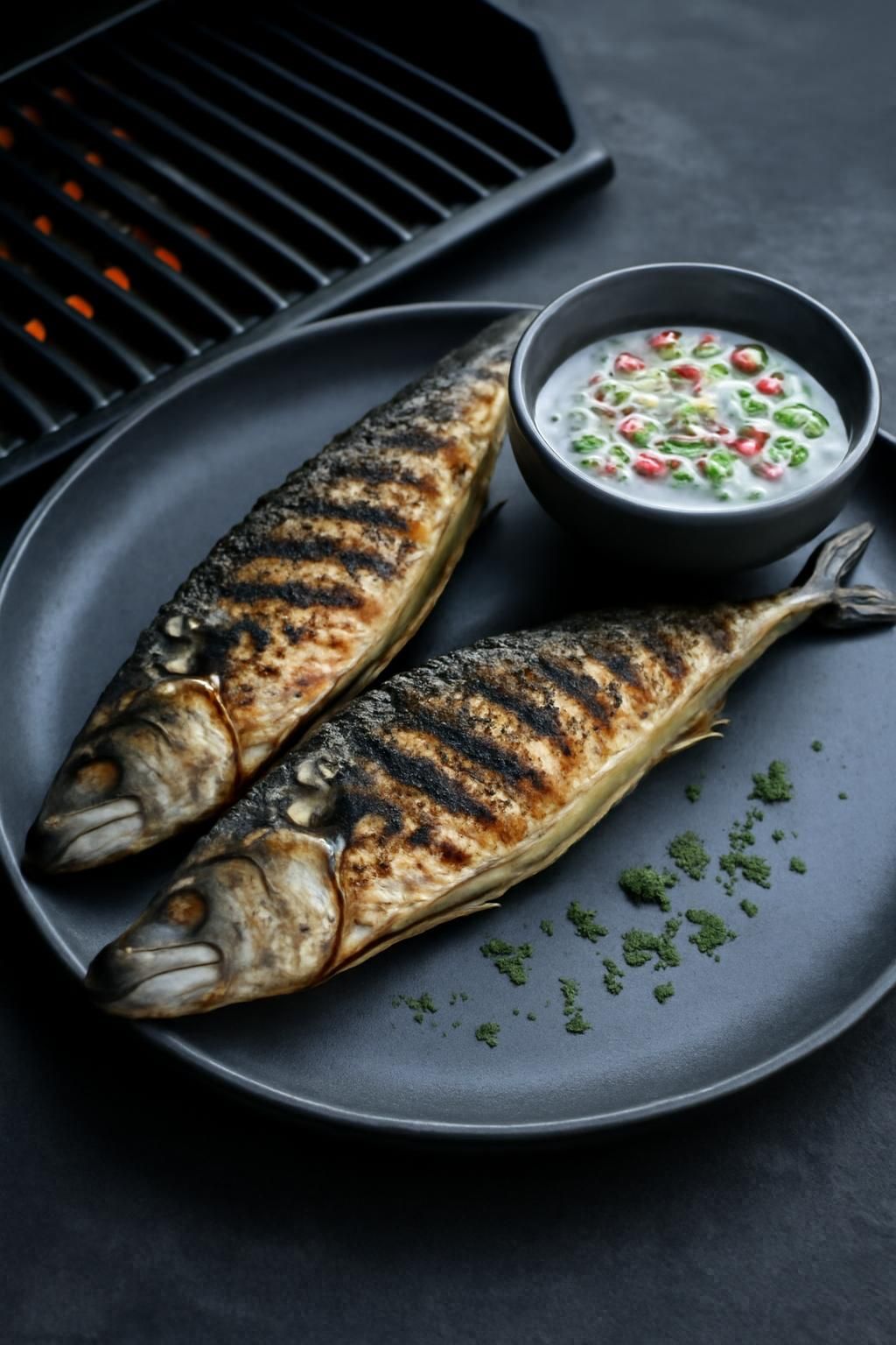 découvrez notre recette de maquereaux grillés servis avec une sauce fraîche aux radis et au poivre de tasmanie, pour des saveurs marines délicates et originales.