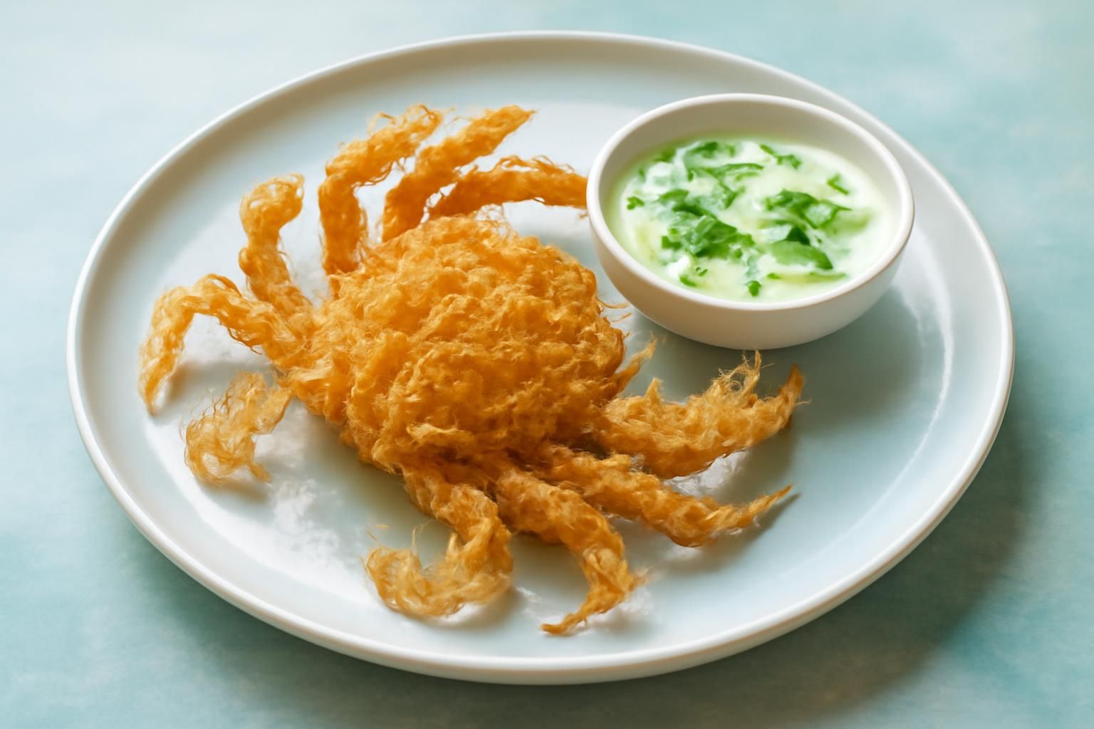 Tempura de crabe en pleine mue accompagné d’une délicate sauce coco thaï – Saveurs marines exquises
