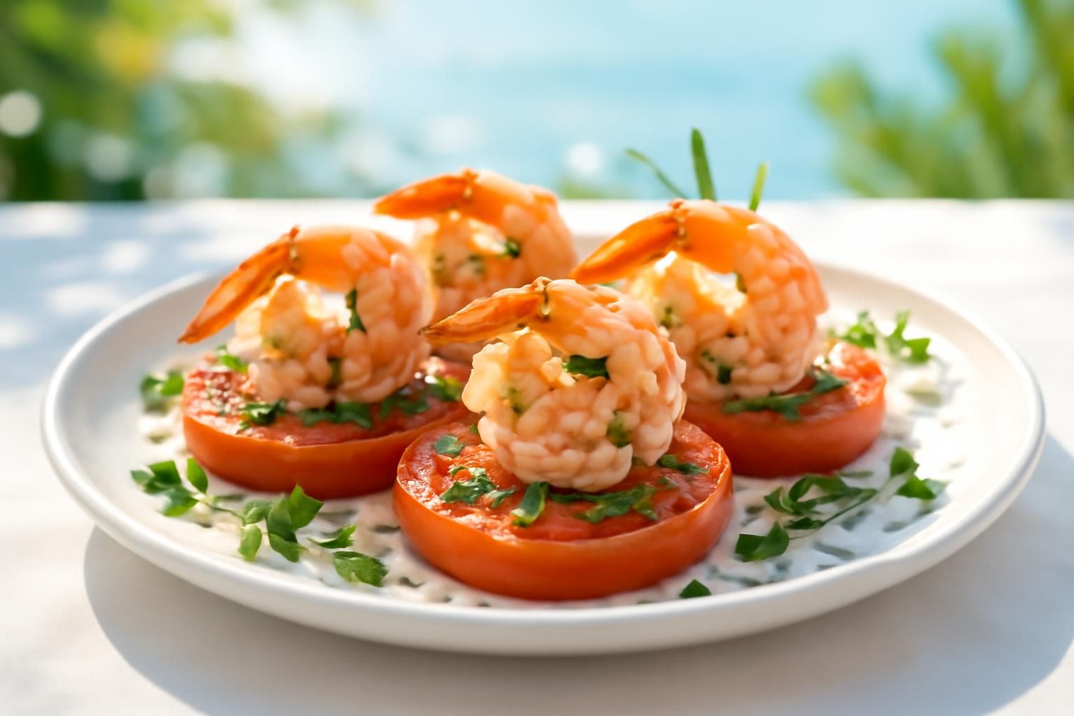 découvrez la recette savoureuse alliant tomates fraîches et crevettes délicates pour des saveurs marines inédites à savourer chez vous.