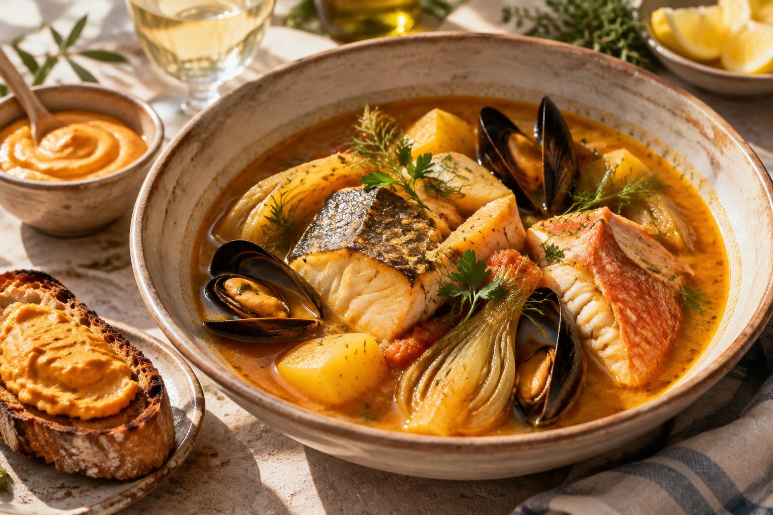 découvrez la bouillabaisse, emblème de la cuisine marseillaise : poissons méditerranéens, bouillon parfumé et savoir-faire gourmand.