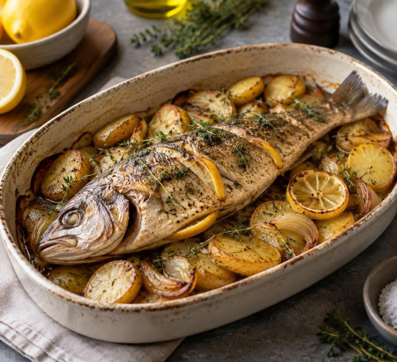 découvrez le tacaud rôti à la boulangère, une recette savoureuse aux pommes de terre fondantes et aux parfums délicats de la mer.