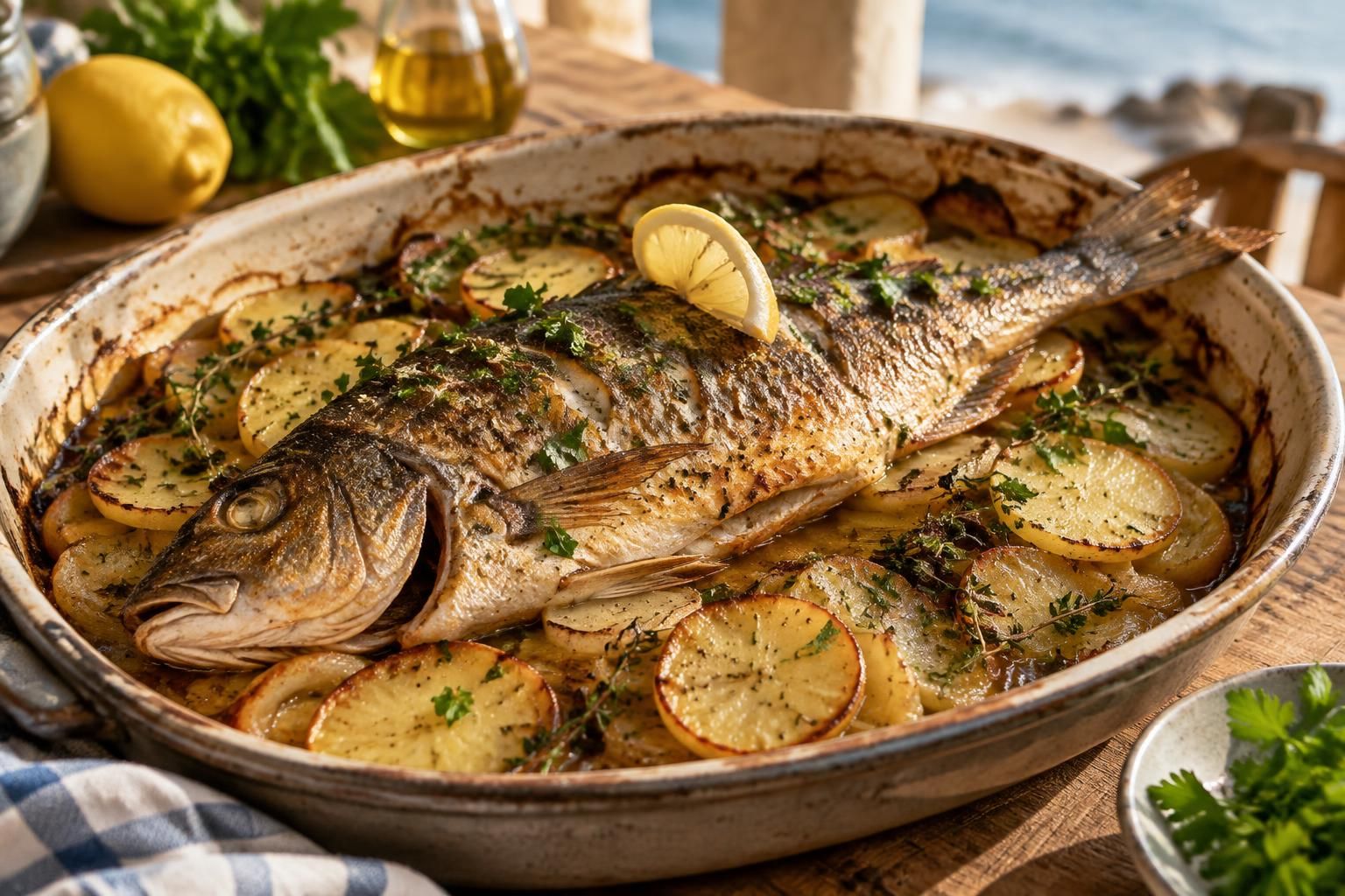 découvrez le tacaud rôti à la boulangère, une recette gourmande de poisson accompagnée de pommes de terre fondantes et savoureuses.