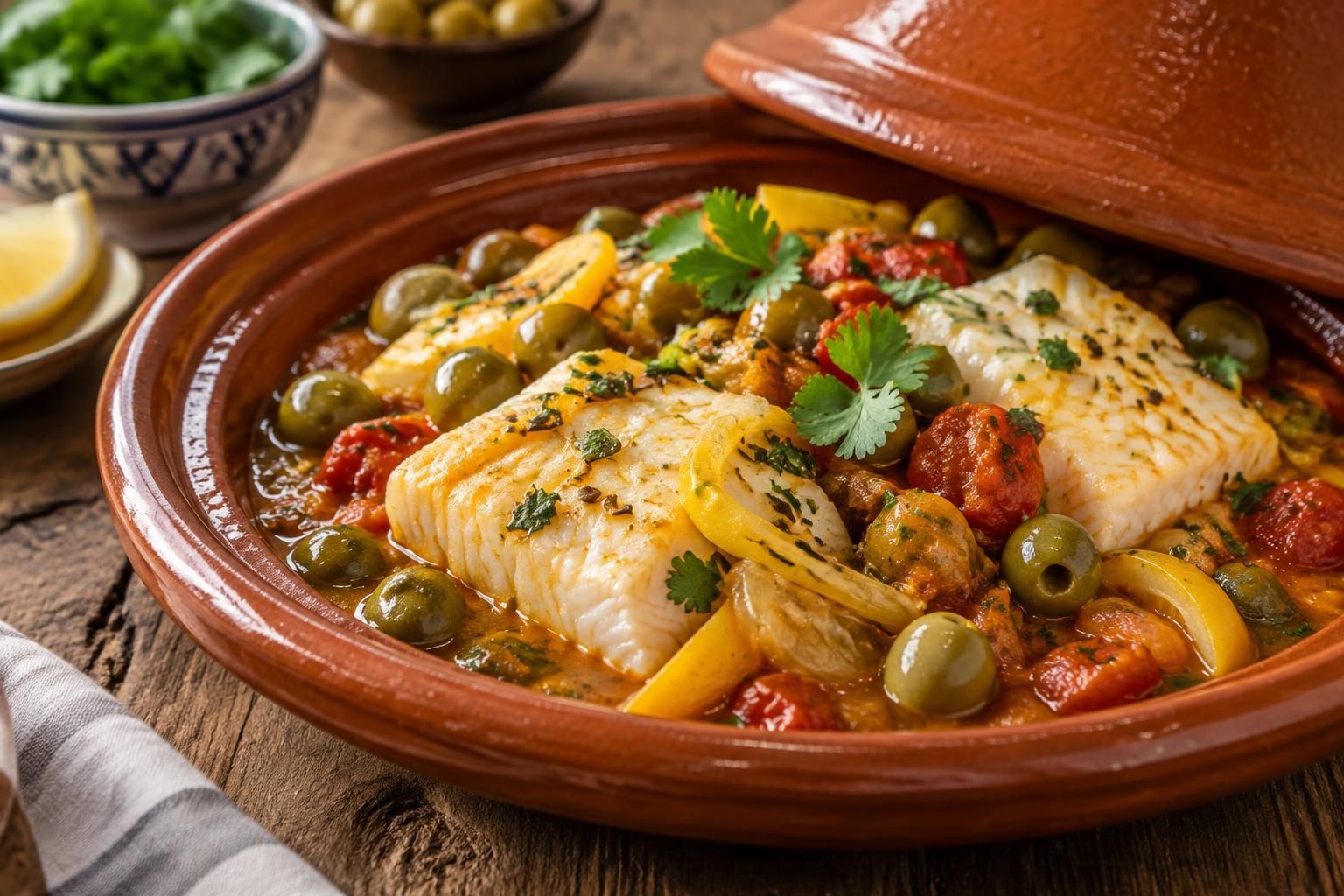 Tajine exotique de lieu jaune parfumé à l’ajowan et à la réglisse – Saveurs marines revisitées