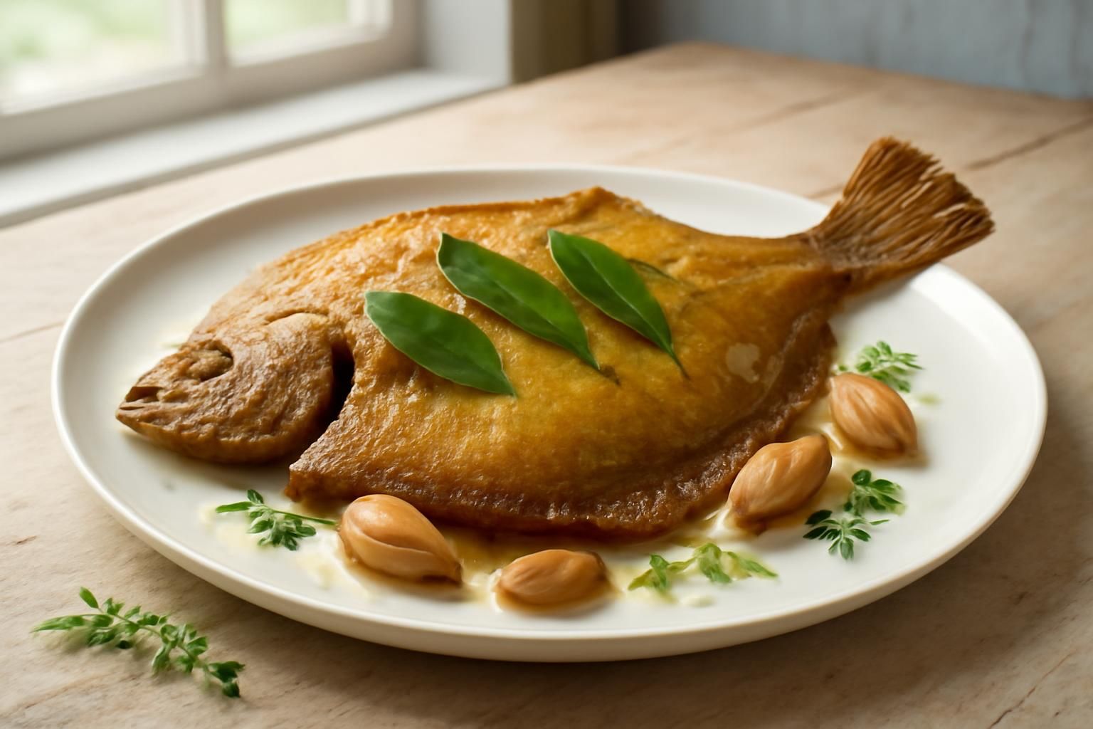découvrez notre recette de turbot rôti parfumé au laurier et aux échalotes, une alliance parfaite de saveurs marines délicates et raffinées à savourer en toute occasion.